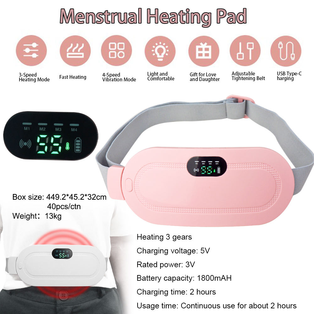 Portable Digital Display Cordless Menstrual Heating Pad Fast Heating Massage Period Waist Wrap Belt Women Menstrual Massager - Image 6